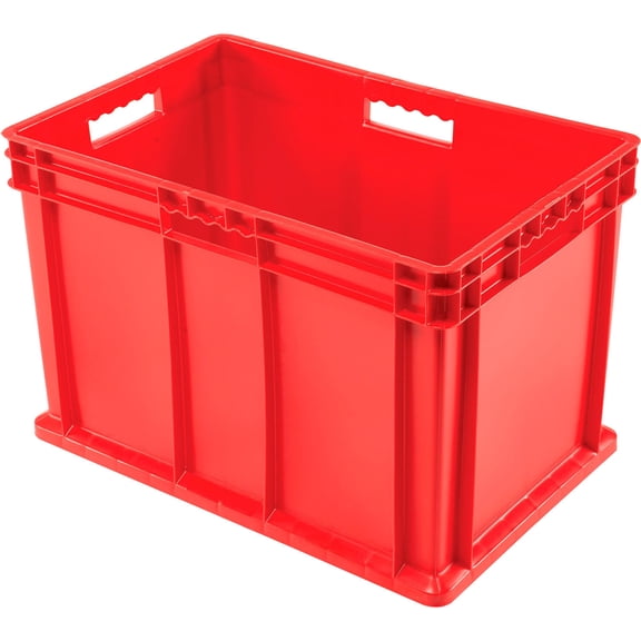 Global Industrial Solid Straight Wall Container, 23-3/4"Lx15-3/4"Wx16-1/8"H, Red, Lot of 2