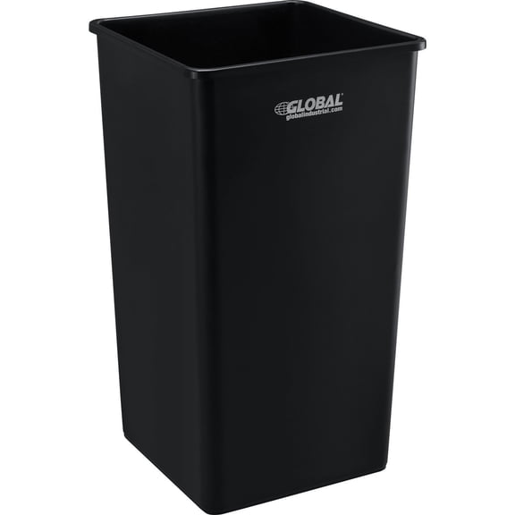 Global Industrial Square Plastic Garbage Can, 55 Gallon, Black
