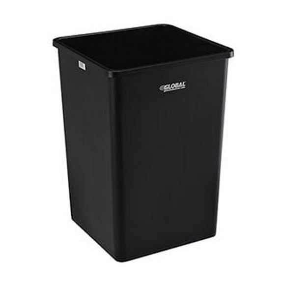 Global Industrial Square Plastic Trash Can 35 Gallon Black
