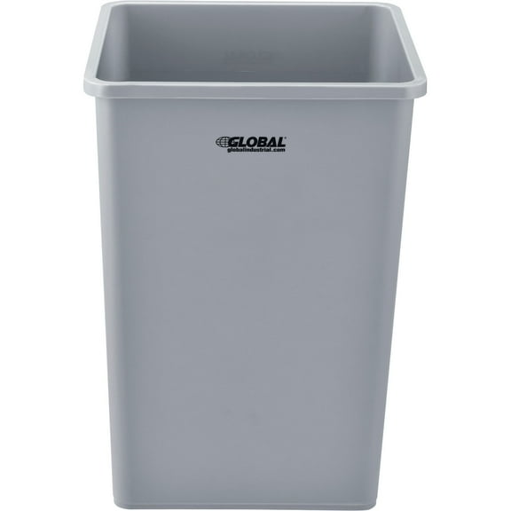 Global Industrial Square Plastic Trash Can 35 Gallon Gray