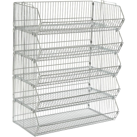Global Industrial Stackable 5 Wire Bins Storage Bin Rack, Chrome