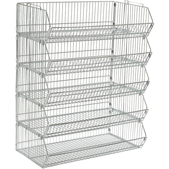 Global Industrial Stackable 5 Wire Bins Storage Bin Rack, Chrome