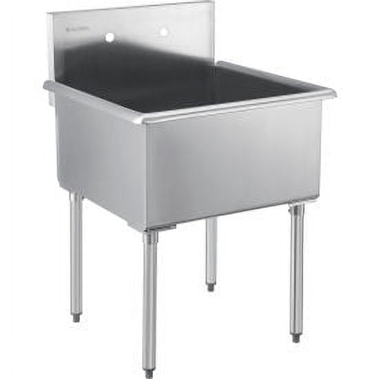Industrial Stainless Steel Utility Sink with Backsplash, 24" x 24"