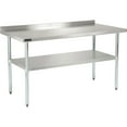 thumbnail image 1 of 60"W x 30"D 18 Gauge 430 Stainless Steel Workbench 2" Backsplash, Galvanized Legs & Undershelf, 1 of 6