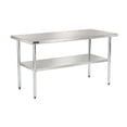 thumbnail image 1 of 60"W x 30"D 18 Gauge 430 Stainless Steel Workbench, Galvanized Legs & Undershelf, 1 of 4
