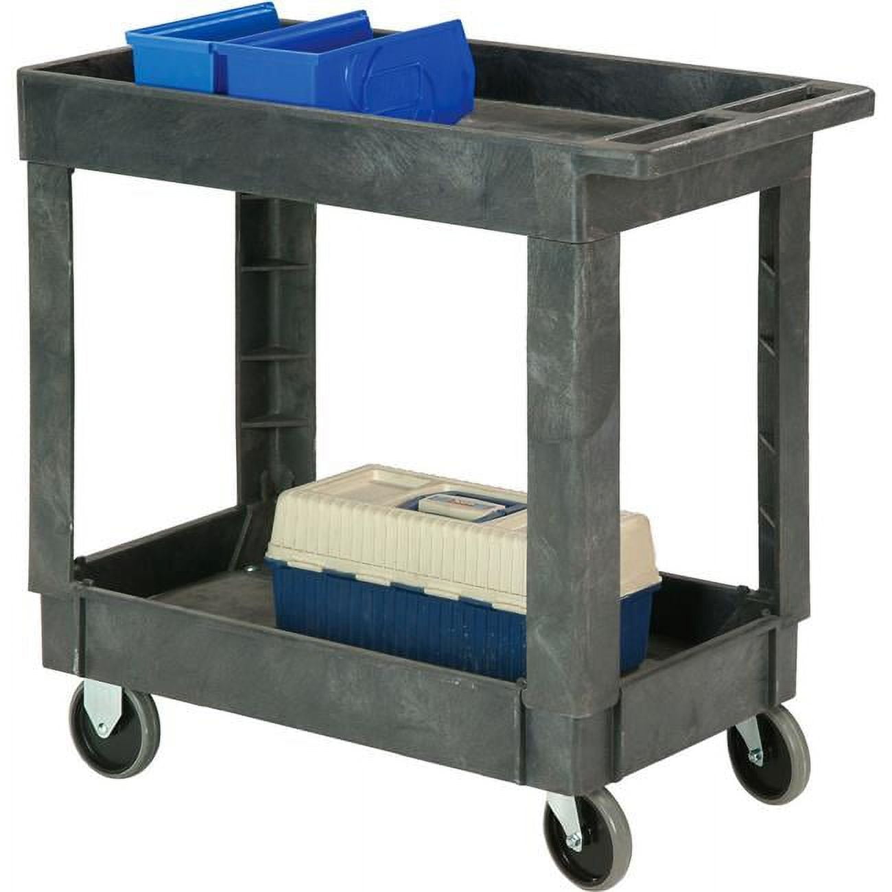 Global Industrial Standard Tray Top Plastic Utility Cart with 2 Shelf
