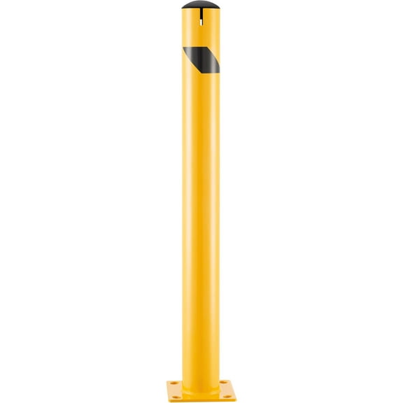 Global Industrial Steel Bollard w/Chain Slots & Removable Cap, 4-1/2"Dia. x 48"H, Yellow