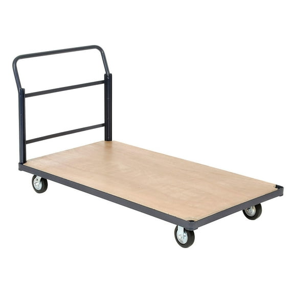 Steel Bound Platform Truck w/Wood Deck, 48 x 24, 5" Rubber Casters, 1400 Lb. Capacity