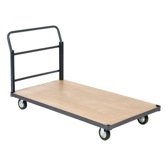 Steel Bound Platform Truck w/Wood Deck, 48 x 24, 5" Rubber Casters, 1400 Lb. Capacity