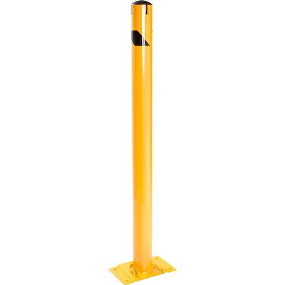 Global Industrial Steel Safety Bollard W/Chain Slots, Removable Base & Cap, 60"H