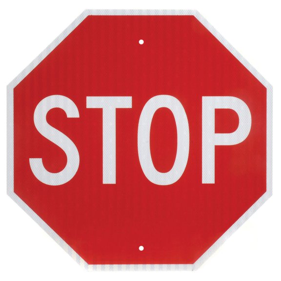 Global Industrial Aluminum Sign - Stop - .080"" Thick White/Red 652645
