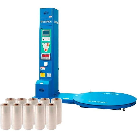 Global Industrial 238507B Stretch Wrap Machine with NTEP Scale - 10 Free Rolls - Blue