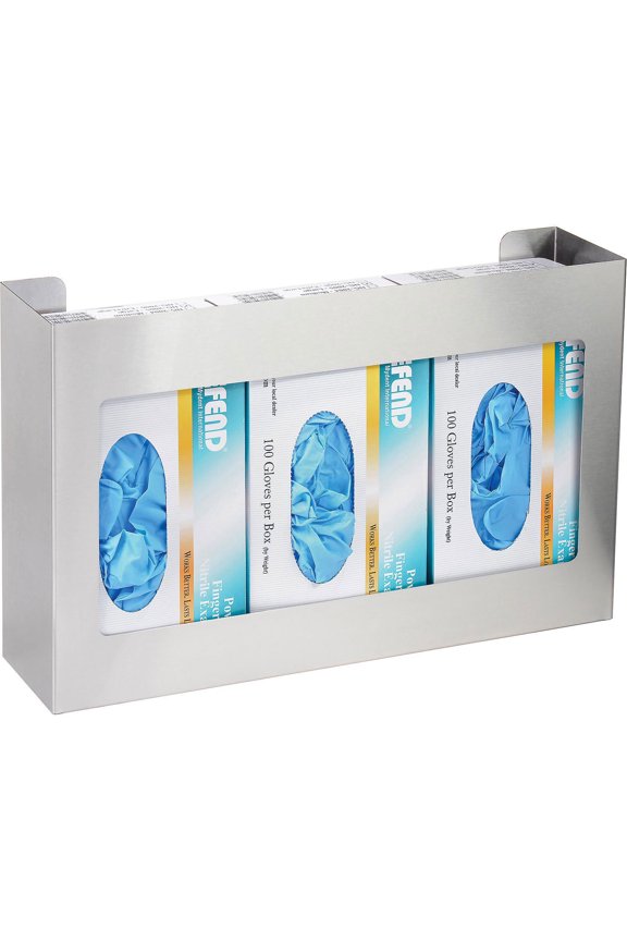 Stainless Steel Triple Glove Box Holder, 16"W x 3-3/4"D x 10"H