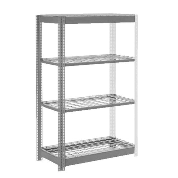 Global Industrial UABS12486R4 4 Shelf Heavy Duty Boltless Shelving Add On - Wire Deck, Gray - 48 x 12 x 60 in.