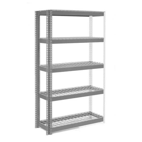 Global Industrial UABS12486R5 5 Shelf Heavy Duty Boltless Shelving Add On - Wire Deck, Gray - 48 x 12 x 60 in.