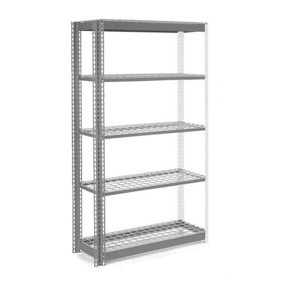 Global Industrial UABS12488R5 5 Shelf Heavy Duty Boltless Shelving Add On - Wire Deck, Gray - 48 x 12 x 84 in.