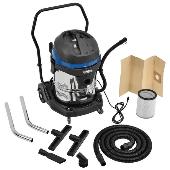 Global Industrial Wet Dry Vacuum, 16 Gallon, Stainless Steel