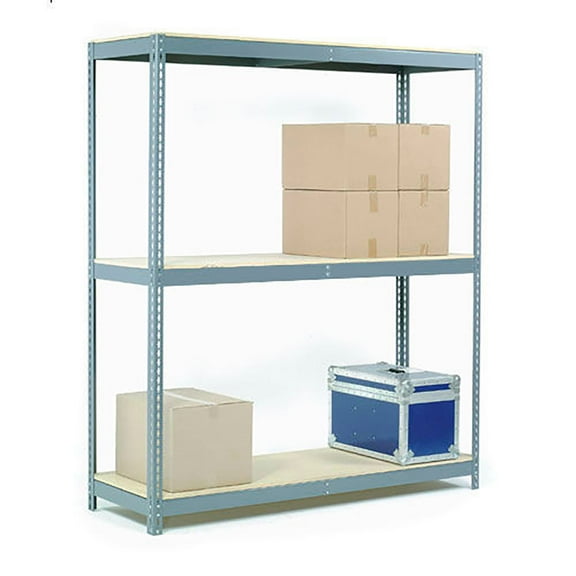 Global Industrial Wide Span Rack 72Wx36Dx60H, 3 Shelves Wood Deck 900 Lb Cap. Per Level, Gray