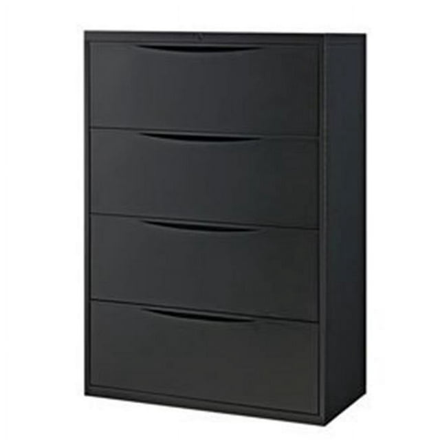 Global Industries 252470BK Interion 36 in. Premium Lateral File Cabinet 4 Drawer, Black