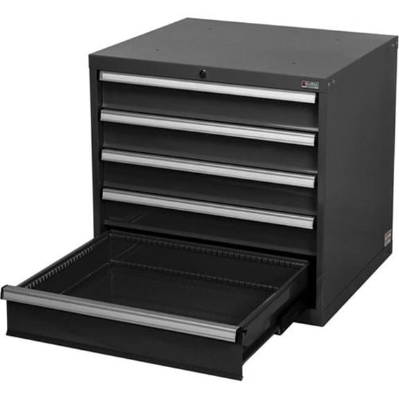 Global Industries 298447BK Mobile Modular Drawer Cabinet, 5 Drawers with Lock Without Dividers 30 x 27 x 29.5 in. - Black