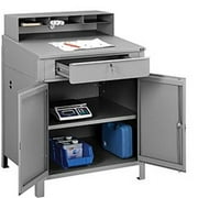 Global Industries 300912GY Shop Desk with Lower Cabinet & Pigeonhole Compartments, 34.5 x 30 x 51.5 in. - Gray