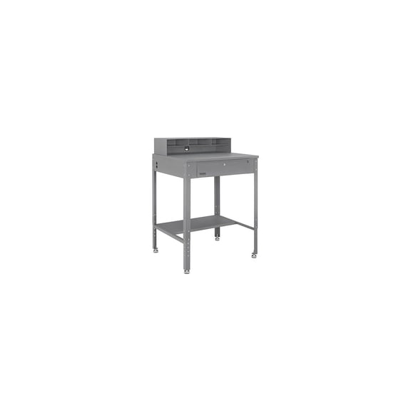 Flat Top Shop Desk w Pigeonhole Compartments, 34-1/2"W x 30"D, Gray