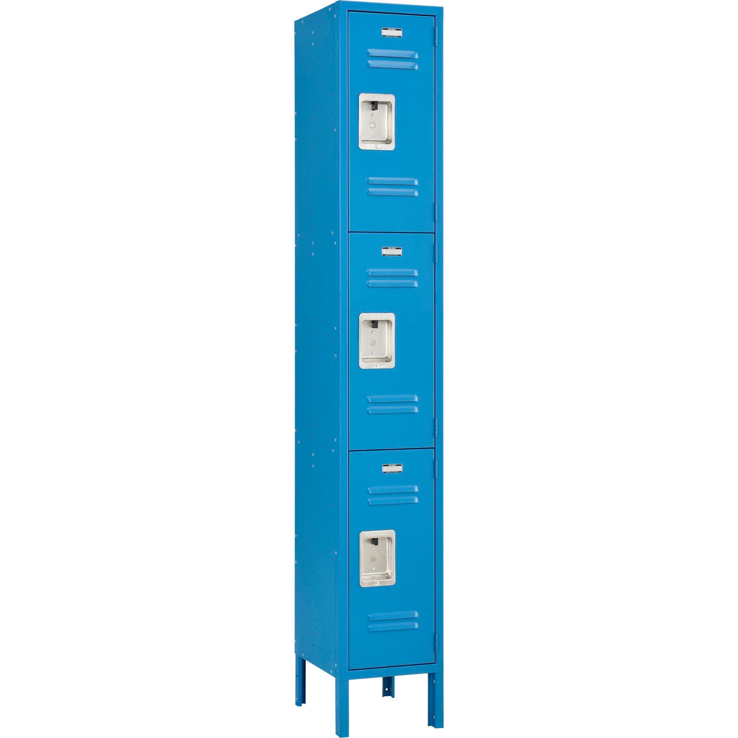 Tall Blue Steel 3-Tier Lockable Office Locker