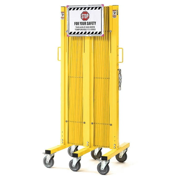 Global Industries 652923 Barricade Security Gate with Sign, Safety Yellow