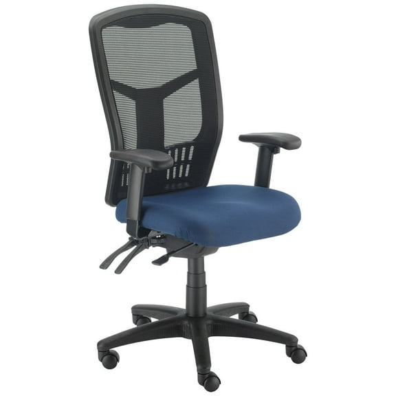 Global Industries 695522 Mesh Task Chair - Fabric - High Back, Navy - Black