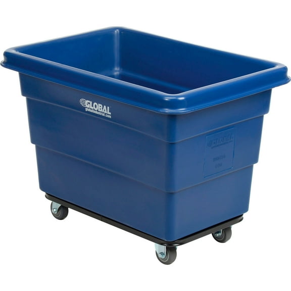 6 Bushel HDPE Plastic Box Truck with Steel Base, Blue, 33-2/5"L x 23"W x 24-1/2"H