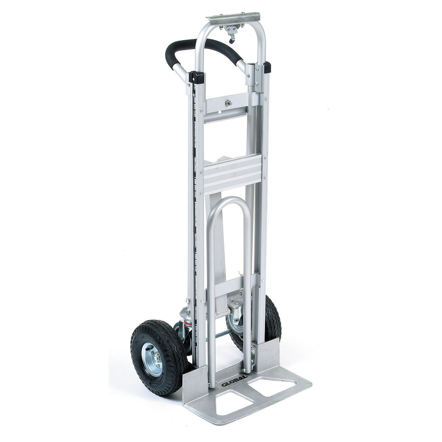 Global Industries 241632 Best Value Aluminum 3-in-1 Convertible Hand Truck with Pneumatic Wheels - Gray