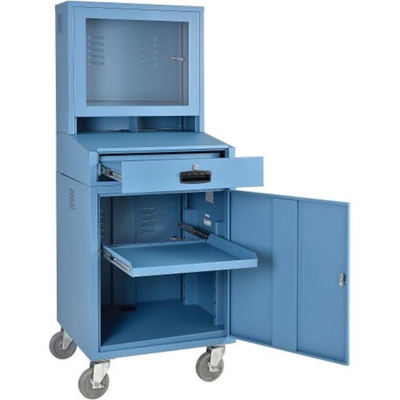 Global Industries 249190BL LCD Computer Cabinet - Blue - Unassembled