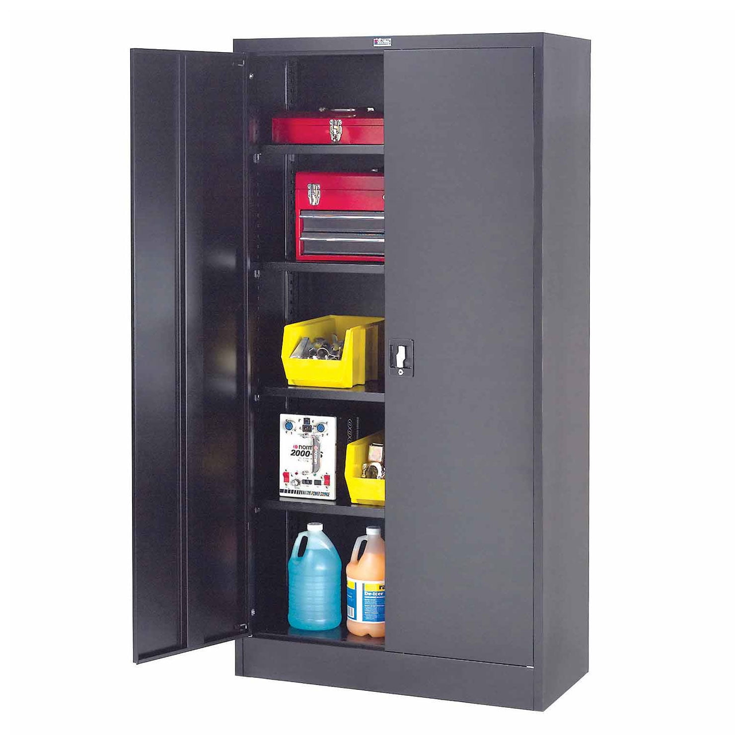 Black Steel Lockable Office Cabinet with Adjustable Shelving