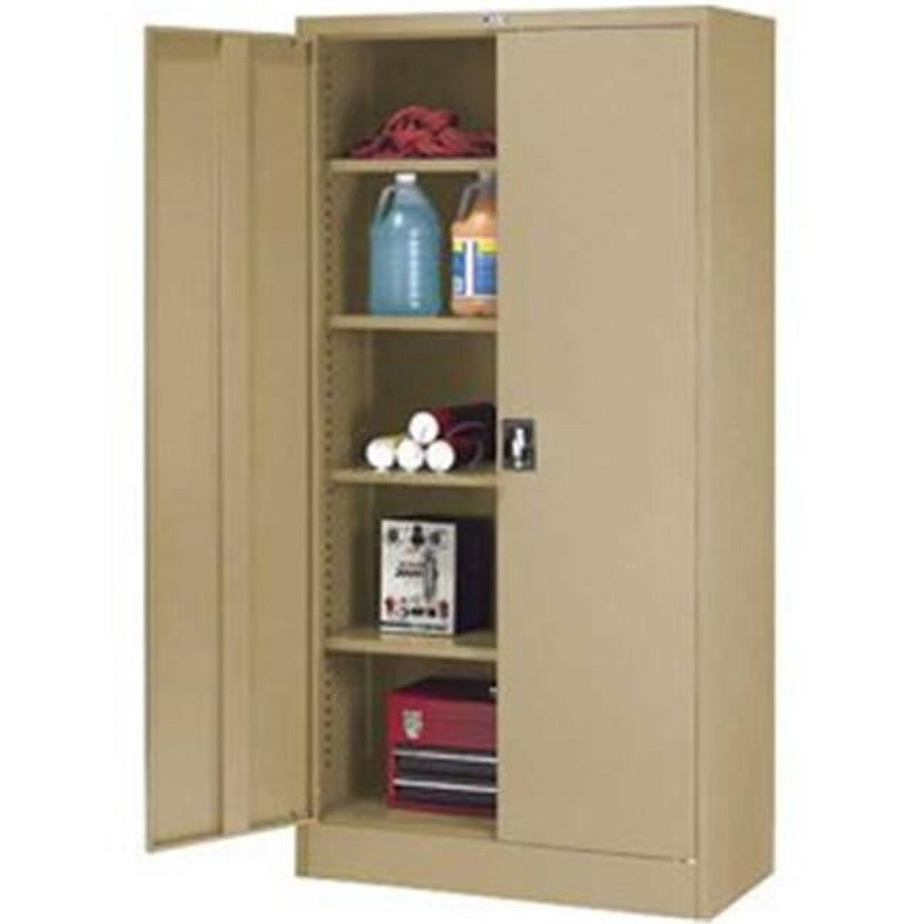 Tan Steel Lockable Office Cabinet with Adjustable Shelving