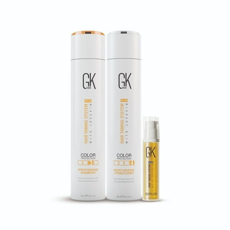 Global Keratin GK Hair Moisturizing Shampoo and Conditioner 300ml Set | Hair Serum 10ml