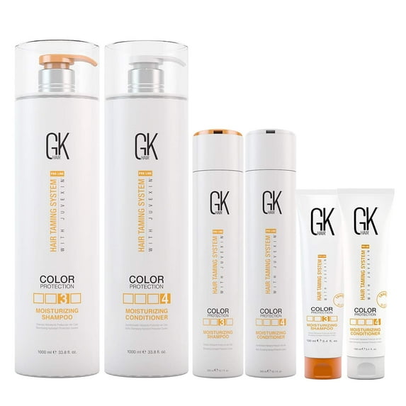 Global Keratin GK Hair Moisturizing Shampoo and Conditioner Set 100ml , 300ml , 1000ml -for Color Treated Dry Damage Curly Frizzy Thinning Hair