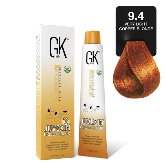 GK HAIR Global Keratin - Professional 9.4 Hair Cream Tube (3.4 fl oz), Nourishing and Cleansing Styling Color, High Performance and Long-Lasting Permanent Natural Hair Dye