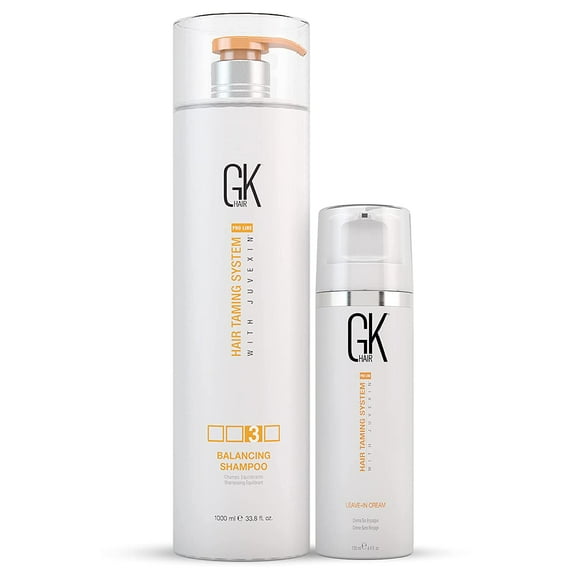 Global Keratin GKhair Balancing Shampoo - (1000ml/33.8oz) - GK Hair Global Keratin Leave in Conditioner Cream For Detangling Smoothing Strengthening 130ml