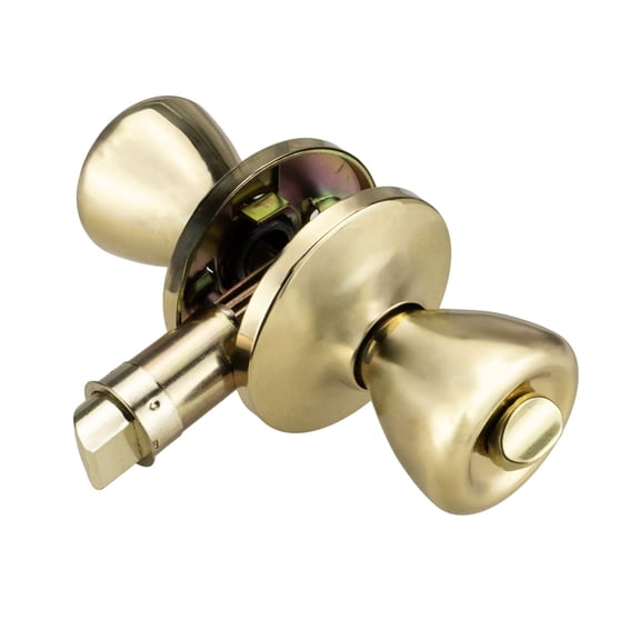 Global Link RV Interior Privacy Door Knob for Bedroom or Bathroom Doors, Brass Finish, 1 Pack