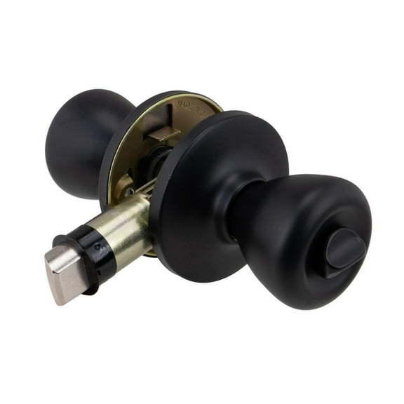 Global Link RV Interior Privacy Door Knob for Bedroom or Bathroom Doors, Matte Black Finish, 1 Pack