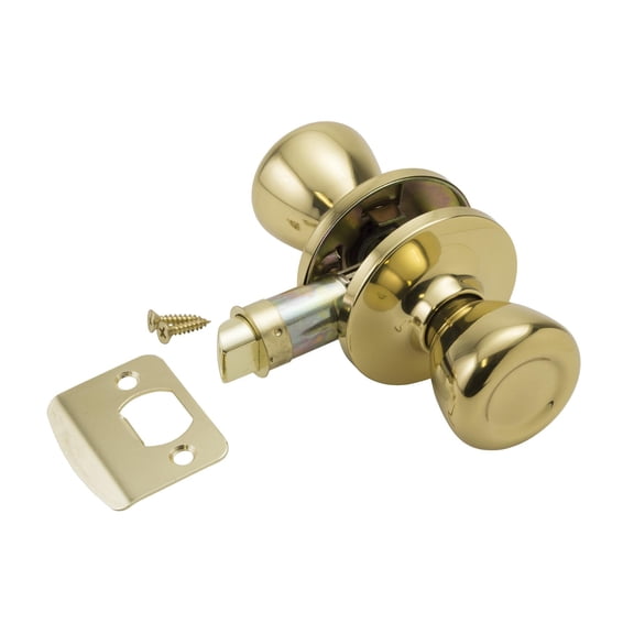 Global Link RV Interior Passage Door Knob for Hall or Closet Doors, Brass Finish, 1 Pack