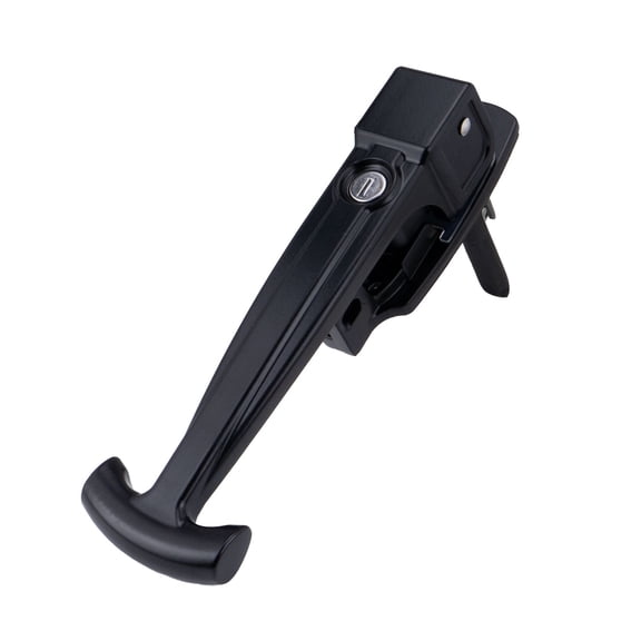 Global Link Ramp Door Compression Latch, G391 Cylinder Installed, No Key, Black Powder Coat