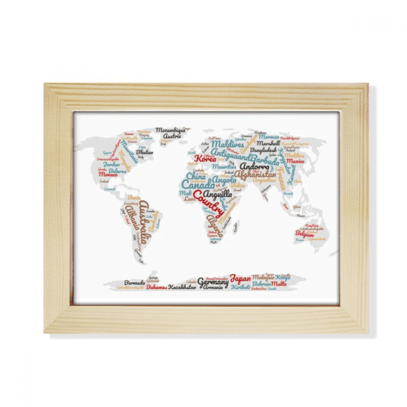 Global Map Country Geography Wordcloud Desktop Photo Frame Picture Art Decoration Painting 6x8 inch