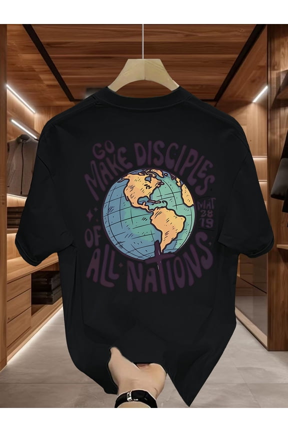 Global Mission Crewneck T-Shirt, Promoting World Peace and Unity, Conveying Po