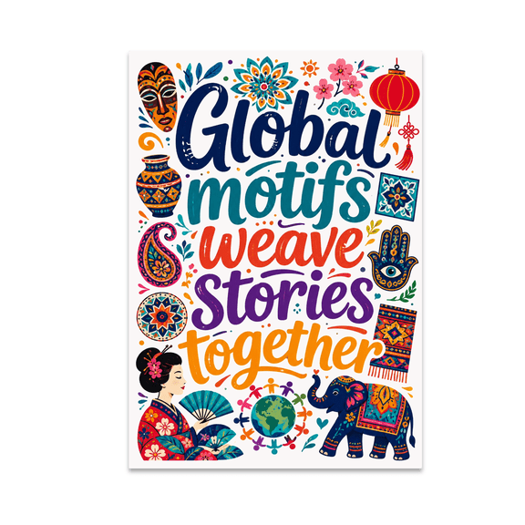 Global Motifs Weave Stories Together - Cultural Diversity Enthusiast - 13x19 Poster Print