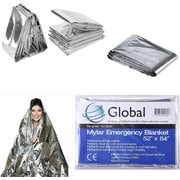 Global Mylar Emergency Blanket - Camping, Thermal, Survival, Safety, Insulating Heat - 84" x 52"