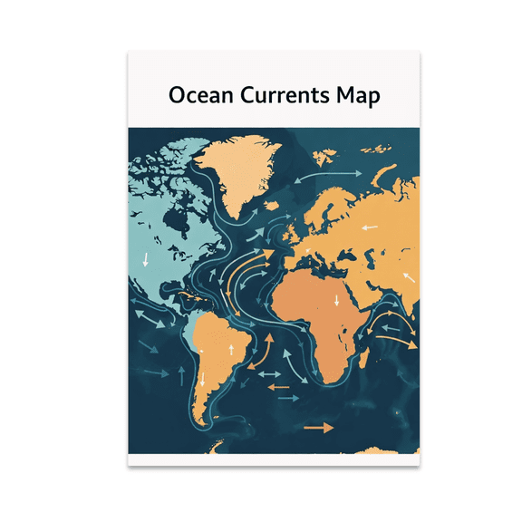Global Ocean Currents Map Infographic - Oceanography Enthusiast - 13x19 Poster Print