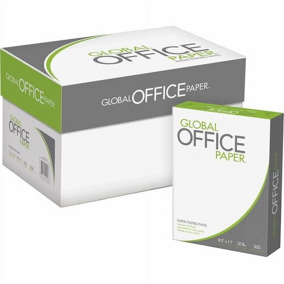 Global Office Premium Multipurpose Paper - White - Letter - 8 1/2" x 11" - 20 lb Basis Weight - 10 / Carton (500 - High Brightness | Bundle of 2 Cartons