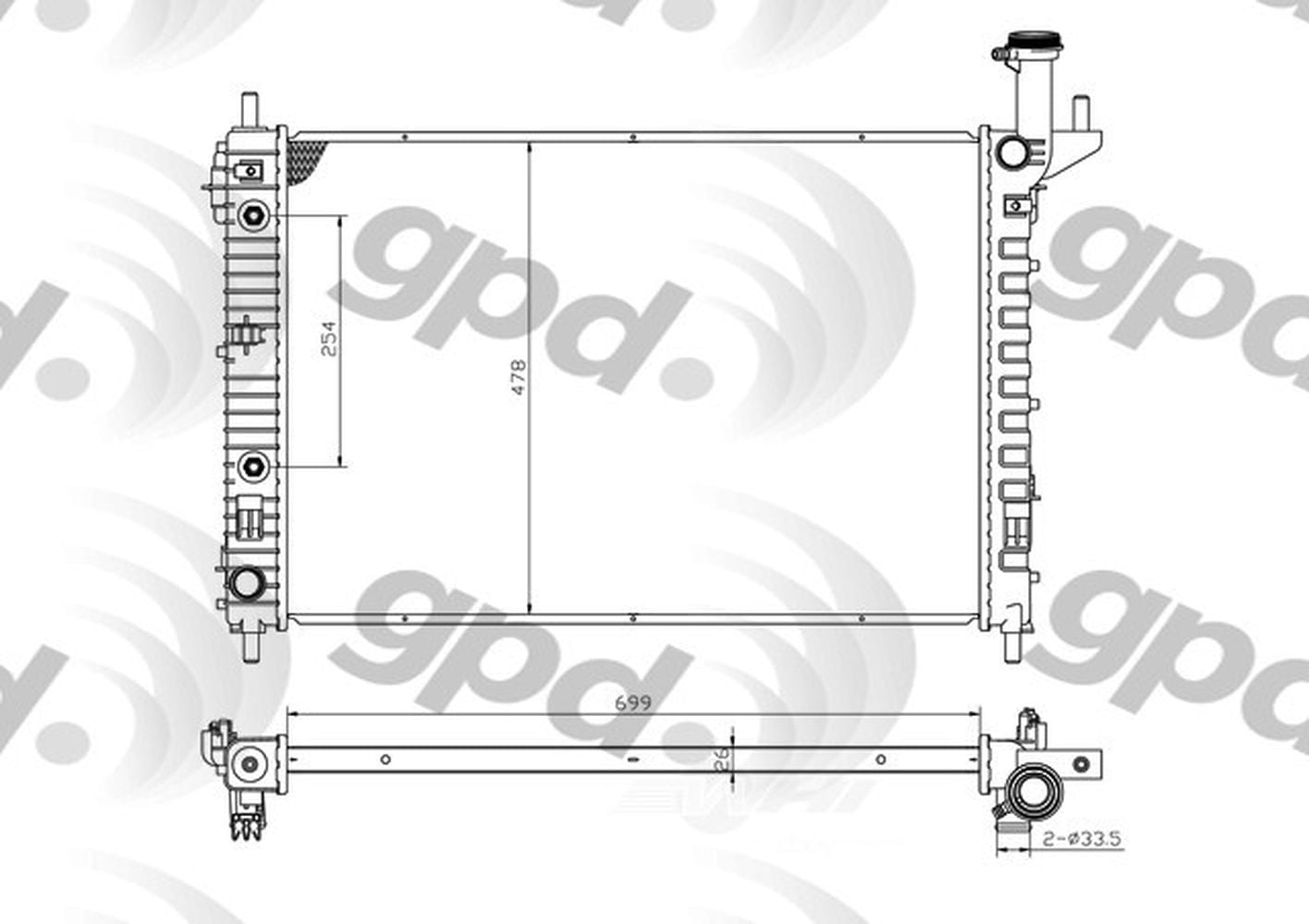 Global Parts Distributors 13007C Radiator Fits select: 2009-2017 CHEVROLET TRAVERSE, 2007-2016 GMC ACADIA