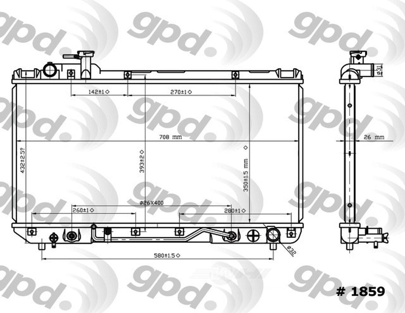 Global Parts Distributors 1859C Radiator Fits select: 1996-1997 TOYOTA RAV4